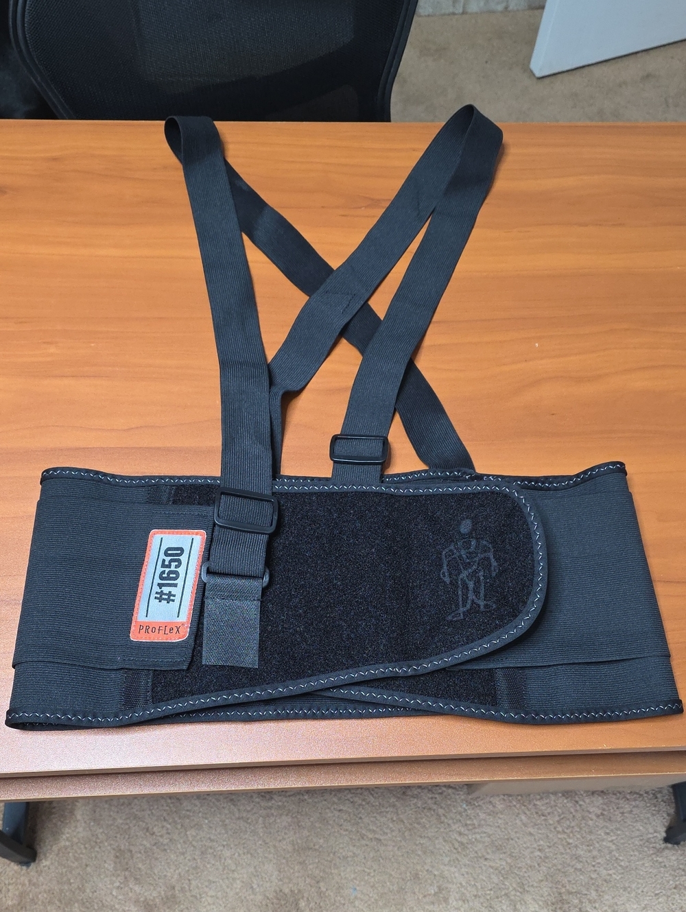 #1650 Ergodyne Proflex Black Back Support Belt with Adjustable Suspenders